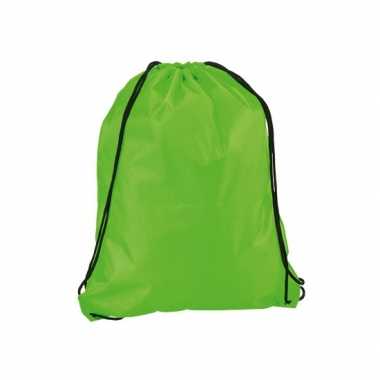 Goedkope 6x stuks neon groen gymtassen/weekendtassen rijgkoord 34 42