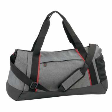 Goedkope grijs/zwart/rode weekendtas/weekendtas 52
