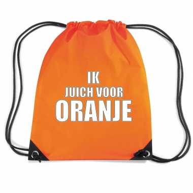 Goedkope ik juich oranje voetbal rugzakje / weekendtas rijgkoord oranje