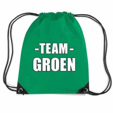 Goedkope sportdag team groen rugtas/ weekendtas