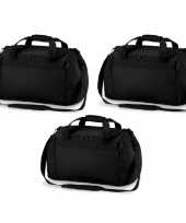 3x stuks zwarte weekendtas weekendtas 26 liter 54 28 25