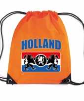 Holland wapenschild voetbal rugzakje weekendtas rijgkoord oranje
