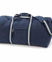 Vintage canvas weekend weekendtas donkerblauw 45 liter