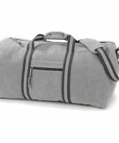 Vintage canvas weekend weekendtas lichtgrijs 45 liter